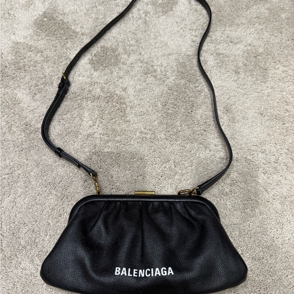 Balenciaga Black Leather Clutch with Strap